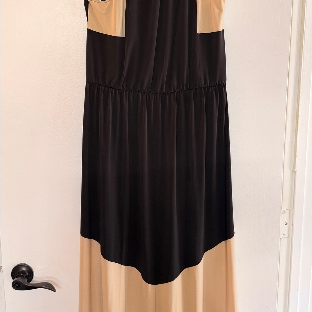 Charming Charlie Black and Beige Colorblock Maxi Dress
